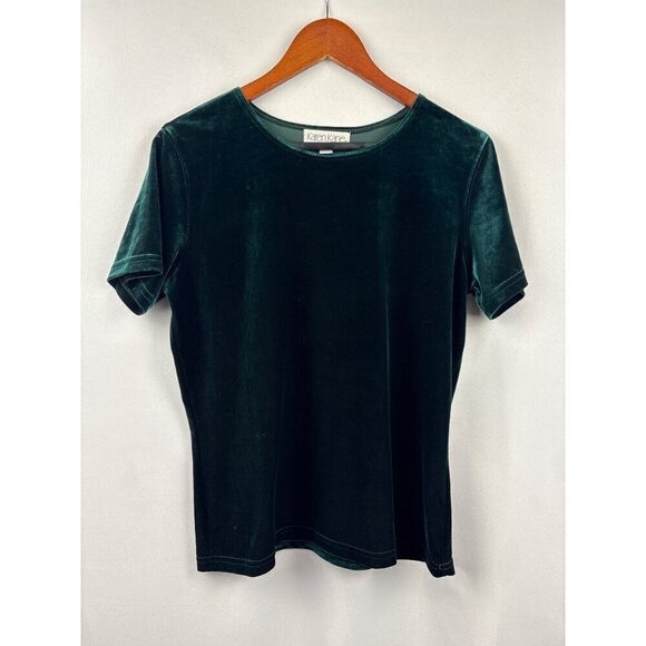 Karen Kane Tops - Women’s Karen Kane Large Emerald Green Velvet Short Sleeve Blouse